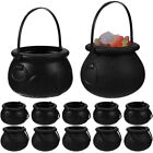 12Pcs Halloween Black Cauldron Candy Bucket with Handle-JM