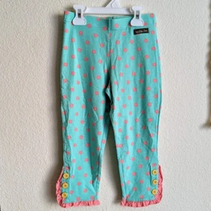 Matilda Jane NWT Lots Of Dots Cropped Leggings Teal Blue Pink Polka Dots Size 10 - Picture 1 of 7