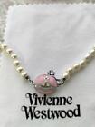 Naszyjnik Vivienne Westwood emaliowany perłowy różowy NOWY W pudełku