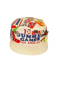 Rare 1984 Vintage Olympics Summer Games Los Angeles Painters Cap Hat 5 Pins EUC - Picture 1 of 7