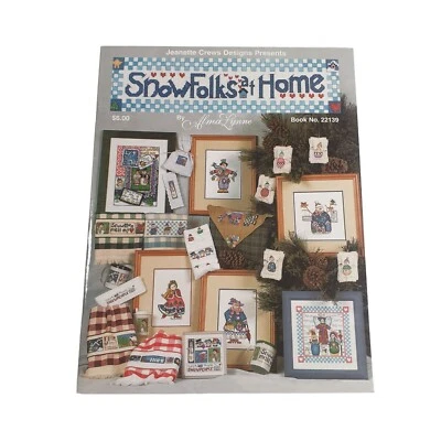 Jeanette Crew Designs Snow Folks At Home Counted Cross Stitch Pattern Book Craft - Image 1 of 2