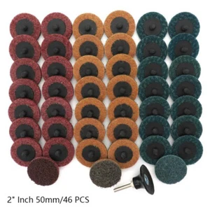 46 PCS 2" Inch 50mm Type R Roll Lock Quick Change Discs Die Grinder Sanding Pads - Picture 1 of 15