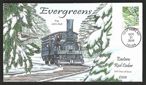 US EASTERN RED CEDAR FIR EVERGREENS RAILROAD FDC COLLIN HAND COLORED COVER - Picture 1 of 1