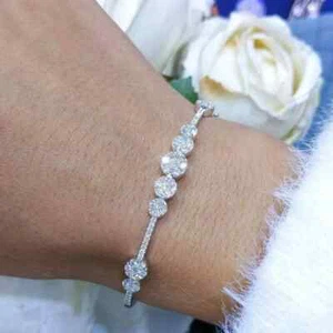 7.50Ct Round Cut Simulated Diamond Women's Tennis Bracelet 14k White Gold Plated - Picture 1 of 4