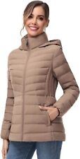 SLOW DOWN Hooded Down Puffer Jacket for Women Lightweight Quilted Winter... 
