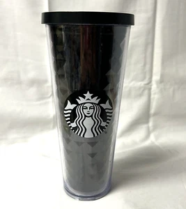 Starbucks Coffee 2016 Black Diamond Geometric Tumbler Cold Cup 24oz With Lid - Picture 1 of 11