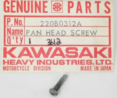 1 Tornillo de faros genuino Kawasaki KH500 KZ1000 KZ1100 KZ650 OEM 220B0312 NUEVO DE STOCK Foto 1 de 3