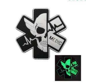 FIRST AIR AMBULANCE PARAMEDIC MEDIC EMT MED RUBBER HOOK LOOP PATCH GLOW IN DARK - Picture 1 of 3