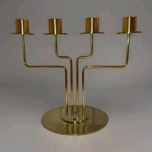Ikea Parlband Candelabra Metal 4 Taper Candles Gold Tone MCM Design Theo Moller - Picture 1 of 13