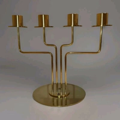 Theo Moller Parlband Candelabra Metal 4 Taper Candle Holder Gold Tone Ikea MCM  - Image 1 of 4