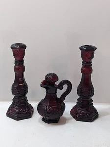 Vtg Avon The 1876 Cape Cod Candlesticks, Cruet Bottle & Candle Shape Bottles - Picture 1 of 20
