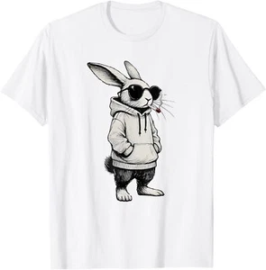 Happy 420 Easter Bunny Face With Sunglasses T-Shirt - Picture 1 of 4