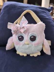 Bearington Hooter Carrysome, Girls Plush Pink Owl Stuffed Animal Purse, Handbag - Picture 1 of 6