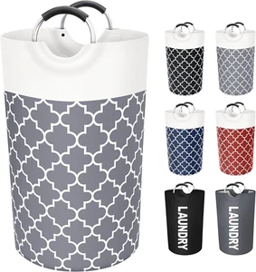 Large Laundry Basket Laundry Hamper Bag Washing Bin Clothes Bag Collapsible Tall - Picture 1 of 12