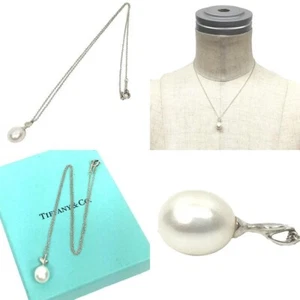 Tiffany & Co Olive Leaf Pearl Necklace Pendant Paloma Picasso Box Pouch - Picture 1 of 3