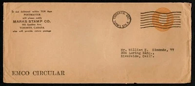 Canadá años 1910? Cubierta sobre estampada naranja KGV 1c usada precancelada Foto 1 de 2