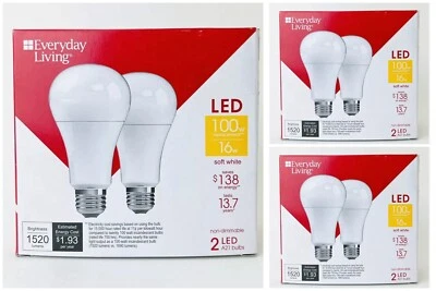 6 Everyday Living LED 16W General Purpose A21 Light Bulbs Soft White 100W Replac - Image 1 of 4