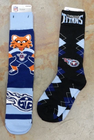 2 Pack NFL Tennessee Titans Gift Socks One Size Mascot Madness Fan Nation Dress Cover