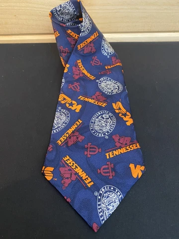 Vtg University of Tennessee Vols Silk Necktie Wembley Made in USA - Blue Orange Cover