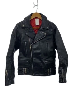 Black Plain Leather Double Riders Jacket by Other Br&s J.I.M.S. - Image 1 of 4