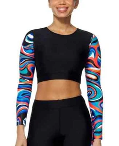 NWT Reebok Swimsuit Cropped Rash guard Swim top Size M Built in Padded Bra - Imagen 1 de 4