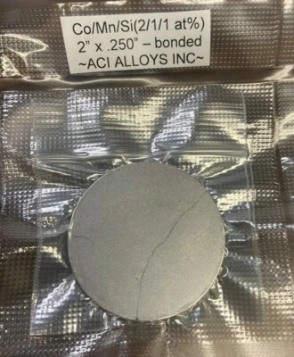 Cobalt Manganese Silicon sputter target, Co2MnSi heusler alloy, 2" dia x 3mm thk - Image 1 of 3