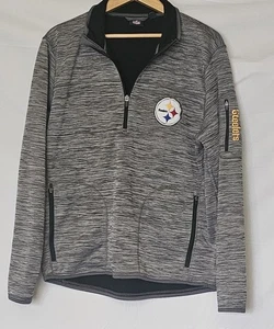NFL Pittsburg Steelers Logo grau 3/4 Zip Shacket mit Ärmel Fronttaschen UnisexLG - Bild 1 von 6