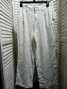 A New Day Womens Pants Size 10 Cream Black Pinstriped Wide Leg Pockets Pleated  - Bild 1 von 15