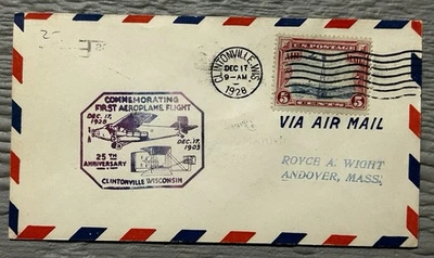 Mr 37th 1928 25 Yr Flight Commem Clintonville WI US C11 Indian Cycle Backstamp - Image 1 of 4