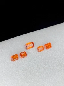 Lote de 40 quilates+ (5 piezas) de piedras preciosas sueltas certificadas de zafiro naranja natural corte esmeralda - Imagen 1 de 5