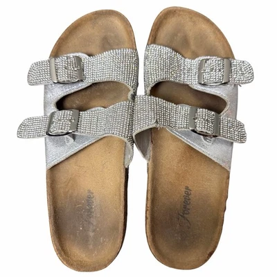 Sandalias Forever con suela de corcho con estrás para mujer talla 9 Foto 1 de 4