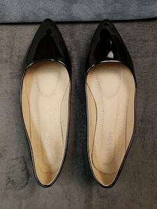 Bella Marie Women’s Pointy Toe Ballet Flats Black Patent Leather Size 8.5 - Picture 1 of 12