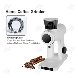 60mm Flat Burr Coffee Grinder Time Quantitative Grinding Setting Home Bean Mill - Picture 1 of 12