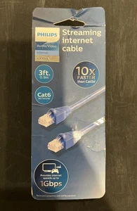 Philips Elite Cat6 Streaming Internet Cable 3ft Ethernet Blue SWN7115A - Picture 1 of 2