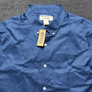 Duluth Wrinkle Fighter Shirt Mens L Relaxed Fit Blue Cotton Geometric Diamond - Picture 1 of 8