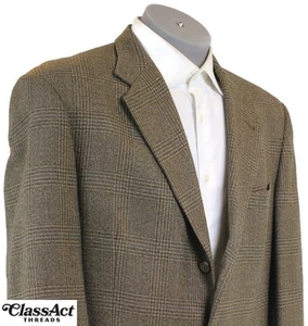 Cappotto sportivo uomo Tommy Hilfiger vintage marrone Glen check plaid 3 bottoni blazer 42R - Foto 1 di 8
