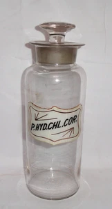 Antikes Apothekergefäß ~ mit Stopfen & Original Etikett ~ P.Hyd.Chl.Cor. ~ Schön - Bild 1 von 8