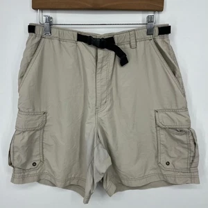 REI Cargo Shorts Men's Size M Beige Belted Pockets Outdoors Hiking - Picture 1 of 11