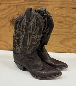 JUSTIN Women’s Western Boots 9 B Brown Lizard Leather Pointed Toe Cowgirl L4711 - Picture 1 of 16