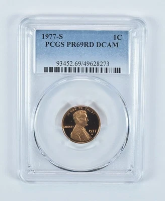 1977-S Lincoln Memorial Cent PR69 RD DCAM PCGS Blue Label *8313 - Image 1 of 4