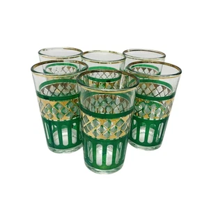 Vintage Schnapsglas Grün Goldrand Set/6 3 Oz Made Italy Barware LESEN - Bild 1 von 10