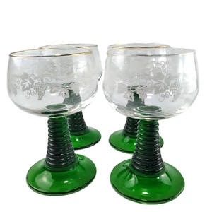 Juego de 4 copas de vino florales de tallo verde colmena Luminarc Francia uvas blancas ** - Imagen 1 de 11