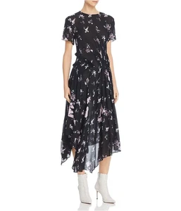 Preen Line Womens Lois Floral Midi Dress, Black, Large - Picture 1 of 1