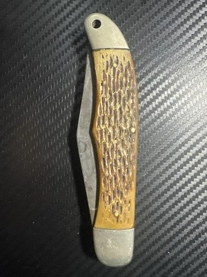 Schrade-Walden 225H складной охотничий нож — рифленая кость — 2 лезвия — до 1973 года США - Изображение 1 из 4