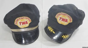 2 TWA Future Flight Captain Junior Pilots Child's Crew Cap vintage toy hat - Picture 1 of 9