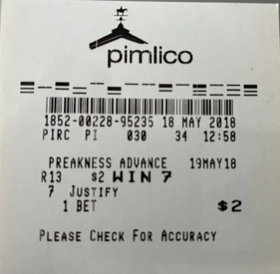 Boleto ganador de $2 Justify Preakness 2018 Foto 1 de 1