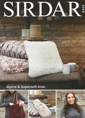 Sirdar Alpine Knitting Pattern - 8205 Cushon, Bag, Ear Muffs, Hot Water Bottle - Image 1 of 3