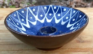 Candelabro vintage ARTE POTTERY candelabro colector de goteo AZUL Y BLANCO - Imagen 1 de 13