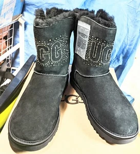 UGG NEW Womens Size 6 Classic Bling Short Black - Picture 1 of 7