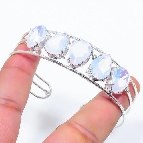 VALENTINO Bracciale in argento sterling 925 fatto a mano opalite lattea regolabile